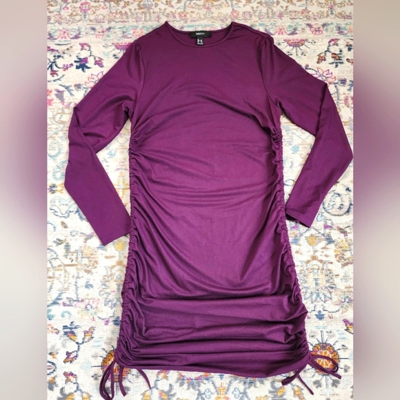 Forever 21 Dresses & Skirts - Forever 21 Women's Plum Lg Sleeve Adjustable Lenght Side Gathering Dress, sz 1XL